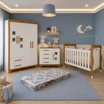 Kit Quarto Completo Para Bebê Soninho Branco Amadeirado Kit Quarto Completo Para Bebê Soninho Branco Amadeirado