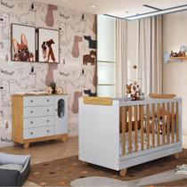 Kit Quarto De Bebê Berço Com Cômoda Pingo Cor Branco/Amêndoa Kit Quarto De Bebê Berço Com Cômoda Pingo Cor Branco/Amêndoa