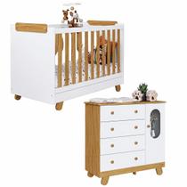 Kit Quarto De Bebê Berço Com Cômoda Pingo Cor Branco/Amêndoa Kit Quarto De Bebê Berço Com Cômoda Pingo Cor Branco/Amêndoa