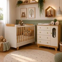 Kit Quarto De Bebê Berço Com Cômoda Pingo Off White/Amêndoa Kit Quarto De Bebê Berço Com Cômoda Pingo Off White/Amêndoa