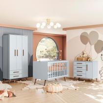 Kit Quarto de Bebe Retro Marbella Cinza - Mais de Casa