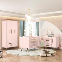 Kit Quarto de Bebe Retro Marbella Rosa - Mais de Casa