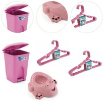 Kit Quarto de Bebê Troninho, Lixeira Cesto 7,5L e 10 cabides Kit Quarto de Bebê Troninho, Lixeira Cesto 7,5L e 10 cabides