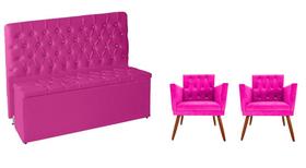Kit Quarto de Boneca Cabeceira de Cama e Calçadeira Baú e Poltronas Botão de Strass Suede Pink Kit Quarto de Boneca Cabeceira de Cama e Calçadeira Baú e Poltronas Botão de Strass Suede Pink