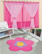 Kit Quarto Decoração Cortina Juvenil+Menina Flor Pink