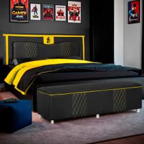 Kit Quarto Gamer Baú e Painel Fighter USB 160cm Cama Queen Kit Quarto Gamer Baú e Painel Fighter USB 160cm Cama Queen
