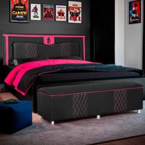 Kit Quarto Gamer Baú e Painel Fighter USB 160cm Cama Queen Kit Quarto Gamer Baú e Painel Fighter USB 160cm Cama Queen