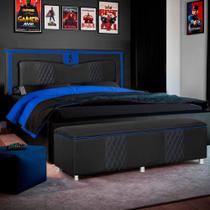Kit Quarto Gamer Baú e Painel Fighter USB 160cm Cama Queen Kit Quarto Gamer Baú e Painel Fighter USB 160cm Cama Queen