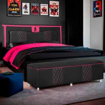 Kit Quarto Gamer Baú e Painel Fighter USB 195cm Cama King Kit Quarto Gamer Baú e Painel Fighter USB 195cm Cama King