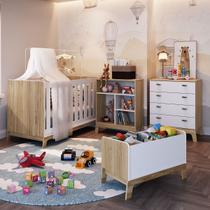 Kit Quarto Infantil (Berço + Cômoda + Estante + Caixa)