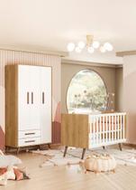 Kit Quarto Infantil Com Berço e Guarda Roupa 3 Portas Retrô - Móveis Leartam