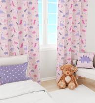 Kit Quarto Infantil Dinossauro Rosa e Roxo - 3 Itens