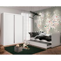Kit Quarto Infantil - Guarda-Roupa Prince 2 Portas + Bicama Nuth - Branco Fosco