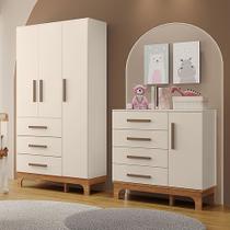 Kit Quarto Infantil Guarda-roupas e Cômoda Doçura Off-white/savana Kit Quarto Infantil Guarda-roupas e Cômoda Doçura Off-white/savana