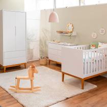 Kit Quarto Infantil Theo com Pés Square Mel - Berço + Cômoda 6 Gavetas + Guarda-Roupa 2 Portas - Branco Fosco Kit Quarto Infantil Theo com Pés Square Mel - Berço + Cômoda 6 Gavetas + Guarda-Roupa 2 Portas - Branco Fosco