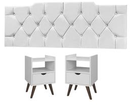 Kit Quarto King Cabeceira 1.95cm e 2 Mesas De Cabeceira Alice-Jc Moveis