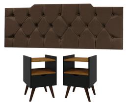Kit Quarto King Cabeceira 1.95cm e 2 Mesas De Cabeceira Alice-Jc Moveis