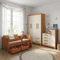 Kit Quarto Luna Plus Nature + Cômoda Versátil Savana Off White + Guarda-roupa Paris Cedro/off White Kit Quarto Luna Plus Nature + Cômoda Versátil Savana Off White + Guarda-roupa Paris Cedro/off White