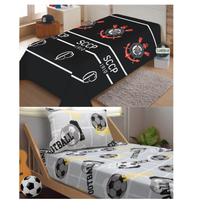 Kit Quarto Manta Corinthians e Jogo de Cama Futebol Kit Quarto Manta Corinthians e Jogo de Cama Futebol