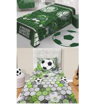 Kit Quarto Manta Palmeiras e jogo de Cama Futebol Kit Quarto Manta Palmeiras e jogo de Cama Futebol