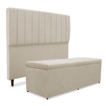 Kit quarto mavi cabeceira + recamier suede bege 140cm Kit quarto mavi cabeceira + recamier suede bege 140cm