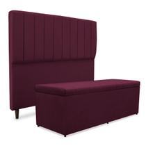 Kit quarto mavi cabeceira + recamier suede bordô 140cm Kit quarto mavi cabeceira + recamier suede bordô 140cm