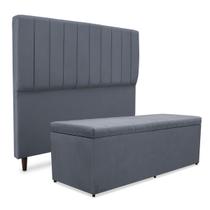 Kit quarto mavi cabeceira + recamier suede cinza 100cm Kit quarto mavi cabeceira + recamier suede cinza 100cm