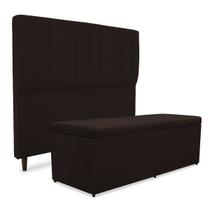 Kit quarto mavi cabeceira + recamier suede marrom 160cm Kit quarto mavi cabeceira + recamier suede marrom 160cm