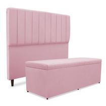 Kit quarto mavi cabeceira + recamier suede rosa 160cm Kit quarto mavi cabeceira + recamier suede rosa 160cm