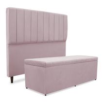 Kit quarto mavi cabeceira + recamier suede rosê 195cm Kit quarto mavi cabeceira + recamier suede rosê 195cm
