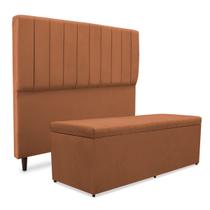 Kit quarto mavi cabeceira + recamier suede terracota 160cm