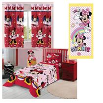 Kit Quarto Minnie Disney Jogo De Cama Cortina Toalha Lepper
