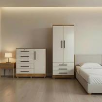 Kit Quarto Solteiro com Cômoda e Guarda Roupa Moderno