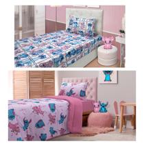 Kit Quarto Stitch e Angel Casal Edredom e Jogo de Cama Quadros Kit Quarto Stitch e Angel Casal Edredom e Jogo de Cama Quadros