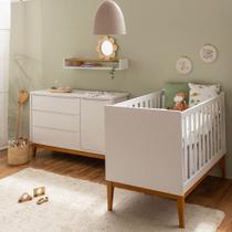 Kit Quarto Theo com Pés Square Mel - Berço + Cômoda 3 Gavetas e 1 Porta - Branco Kit Quarto Theo com Pés Square Mel - Berço + Cômoda 3 Gavetas e 1 Porta - Branco