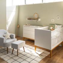 Kit Quarto Theo com Pés Square Mel - Berço Mini Cama + Cômoda 6 Gavetas + Poltrona de Amamentação Capri com Puff - Branco Kit Quarto Theo com Pés Square Mel - Berço Mini Cama + Cômoda 6 Gavetas + Poltrona de Amamentação Capri com Puff - Branco