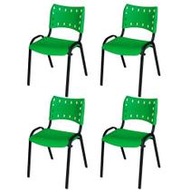 Kit Quatro Cadeiras Ergonômica Escritório Igreja Recepção Encosto Home Office Empilhavel