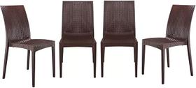 Kit quatro cadeiras rattan marrom