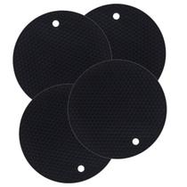 Kit Quatro Descanso Redondo Preto 18cm Weck