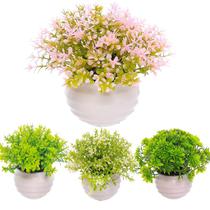 Kit Quatro Mini Vasinhos Com Flores Artificiais Decoração para Casa