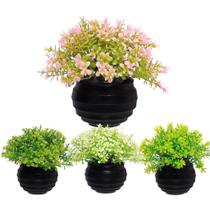 Kit Quatro Mini Vasinhos Com Flores Artificiais Decoração para Casa