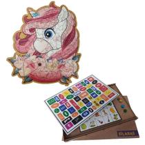 Kit Quebra Cabeça 84 Peças e Jogo Educativo Sílabas Pedagógico Lince Madeira MDF Kit Quebra Cabeça 84 Peças e Jogo Educativo Sílabas Pedagógico Lince Madeira MDF