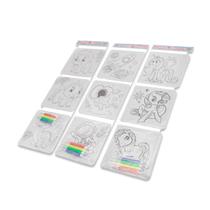 Kit quebra cabeça de colorir com canetinhas - 12 unidades