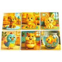 Kit Quebra-Cabeça Infantil Educativo Montessoriano em MDF 3mm 6 Jogos com Figuras Modernas Kit Quebra-Cabeça Infantil Educativo Montessoriano em MDF 3mm 6 Jogos com Figuras Modernas