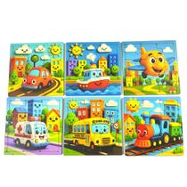 Kit Quebra-Cabeça Infantil Educativo Montessoriano em MDF 3mm 6 Jogos com Figuras Modernas Kit Quebra-Cabeça Infantil Educativo Montessoriano em MDF 3mm 6 Jogos com Figuras Modernas