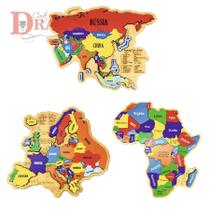 Kit Quebra-Cabeça Mapa da Europa, Ásia e África