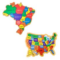 Kit Quebra-cabeça Mapa do Brasil e do EUA Kit Quebra-cabeça Mapa do Brasil e do EUA
