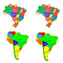 Kit Quebra-cabeça Mapas 2 Brasil 2 América Do Sul Kit Quebra-cabeça Mapas 2 Brasil 2 América Do Sul