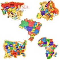 kit Quebra Cabeça Mapas África, Ásia, Brasil, Estados Unidos e Europa kit Quebra Cabeça Mapas África, Ásia, Brasil, Estados Unidos e Europa