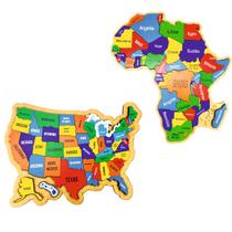 Kit Quebra-cabeça Mapas EUA AFRICA